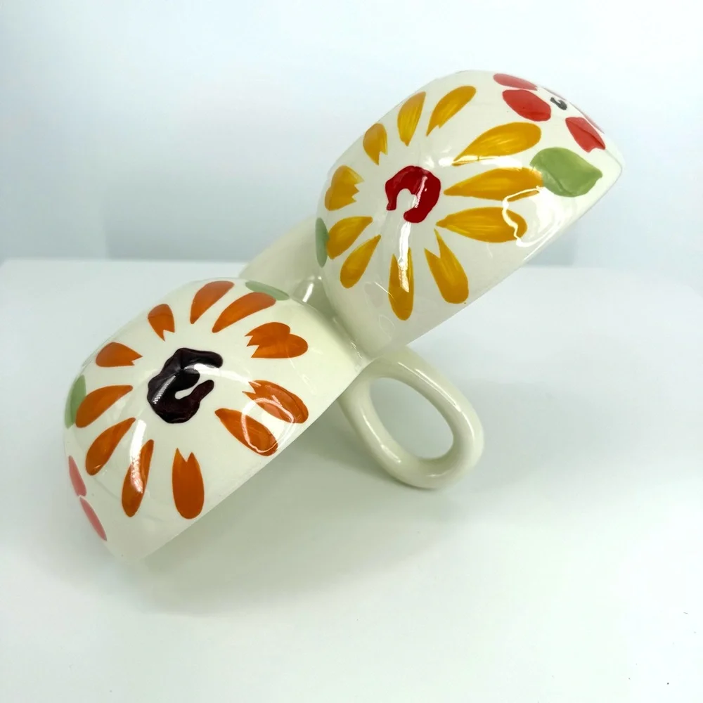 Pier 1 White Floral Ceramic Divided 3 Bowl Serving Dish NWT